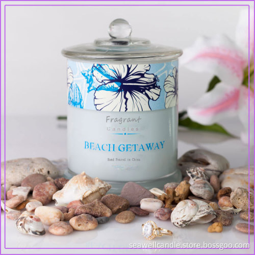 Beach Scented Colored Metro Glass Jar Candles